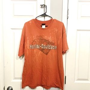 Harley Davidson Nevada bleach dye orange tshirt XL